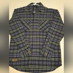 The Vermont Flannel Co Shirt Mens XL Blue Green Plaid Button Down Long Sleeve